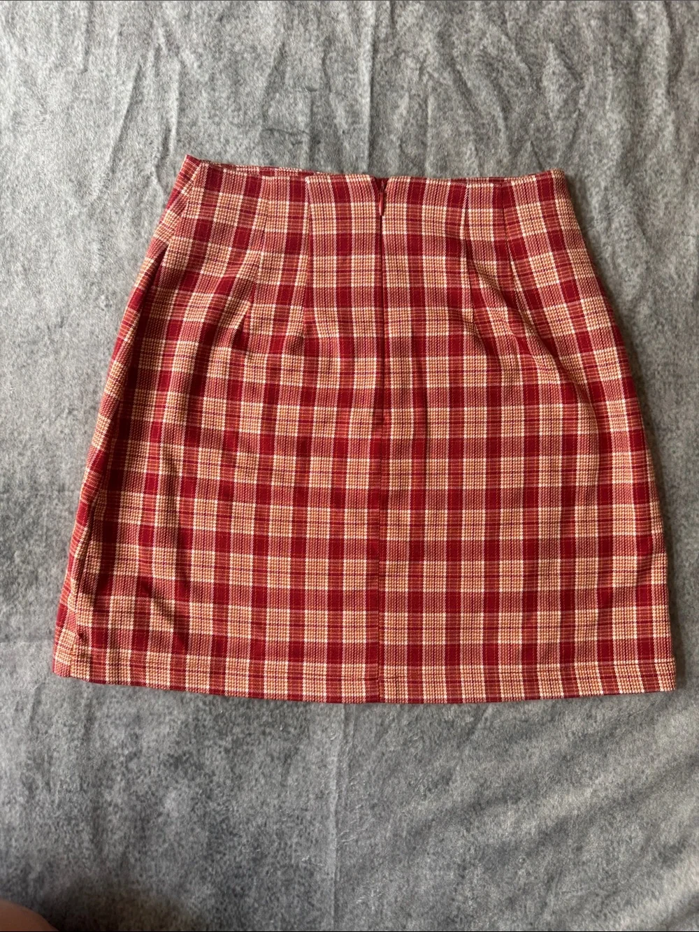 Brandy Melville Red and Cream Plaid Mini Skirt